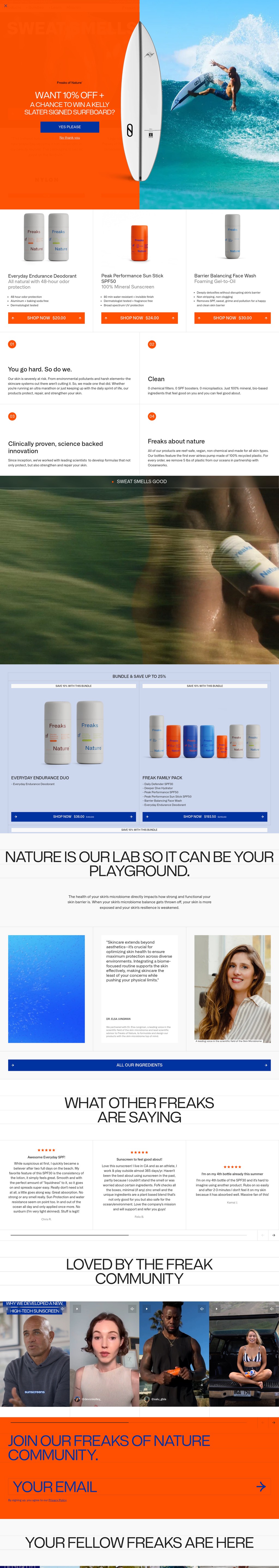 Freaks of Nature desktop landing page