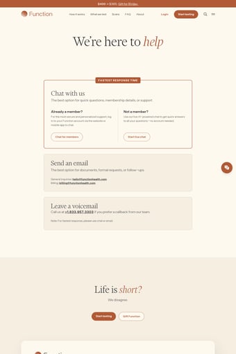 Function Health landing page