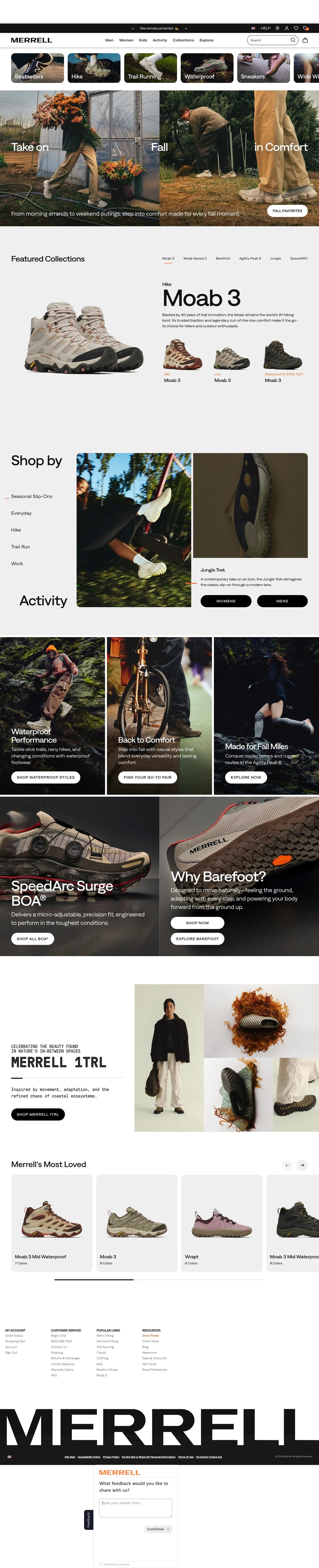 Merrell Official: Top Rated Hiking Footwear & Outdoor Gear desktop landing page
