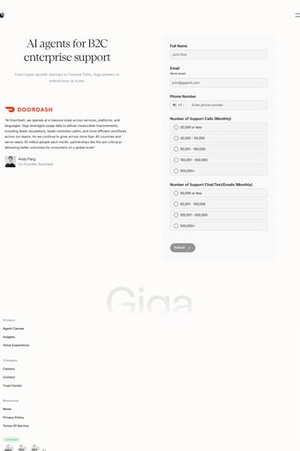 Giga landing page