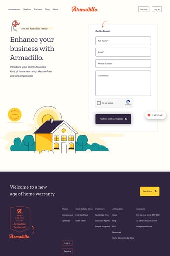 Armadillo landing page