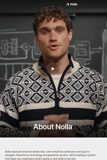 Nolla landing page