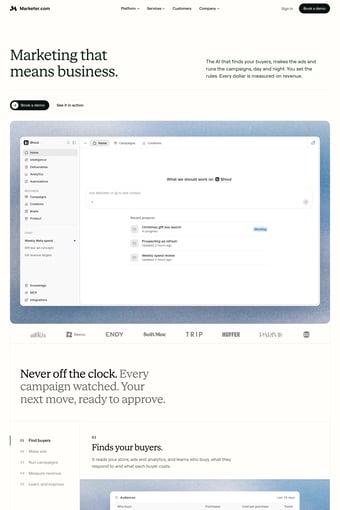 Marketer | Marketing that means business landing page