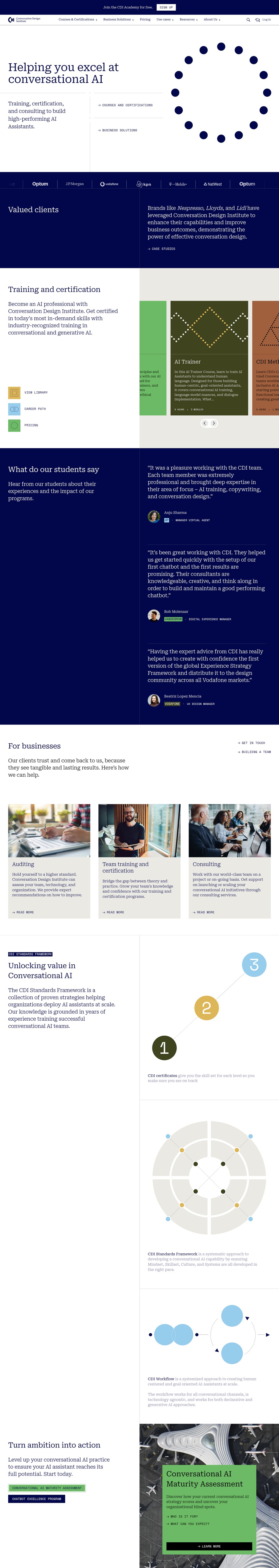 Conversation Design Institute desktop landing page