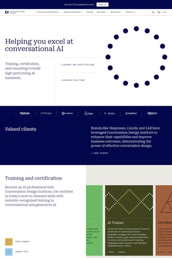 Conversation Design Institute landing page