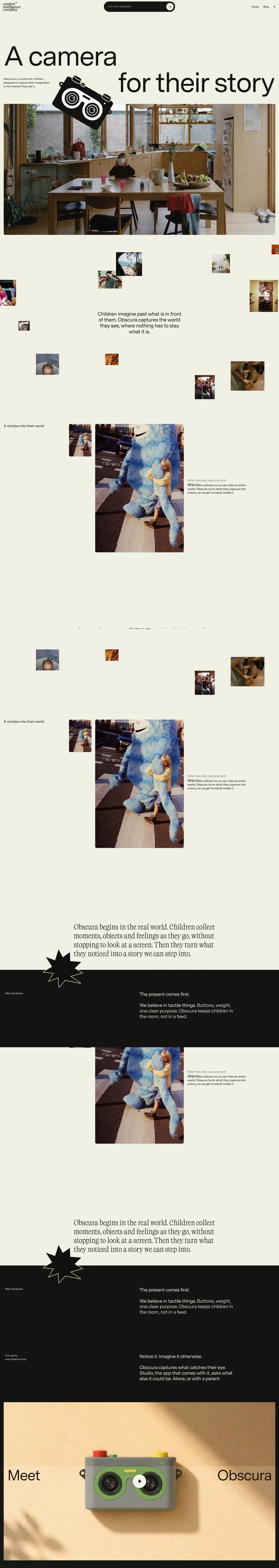 Creative Intelligence Company — Hardware for human creativity desktop landing page