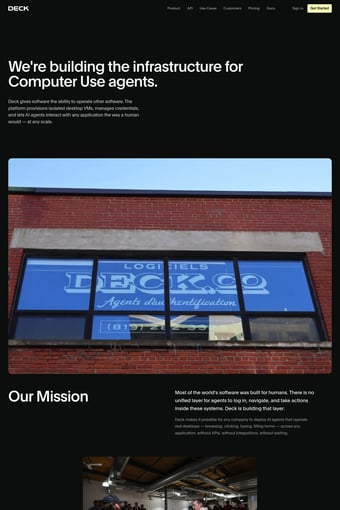 Deck landing page