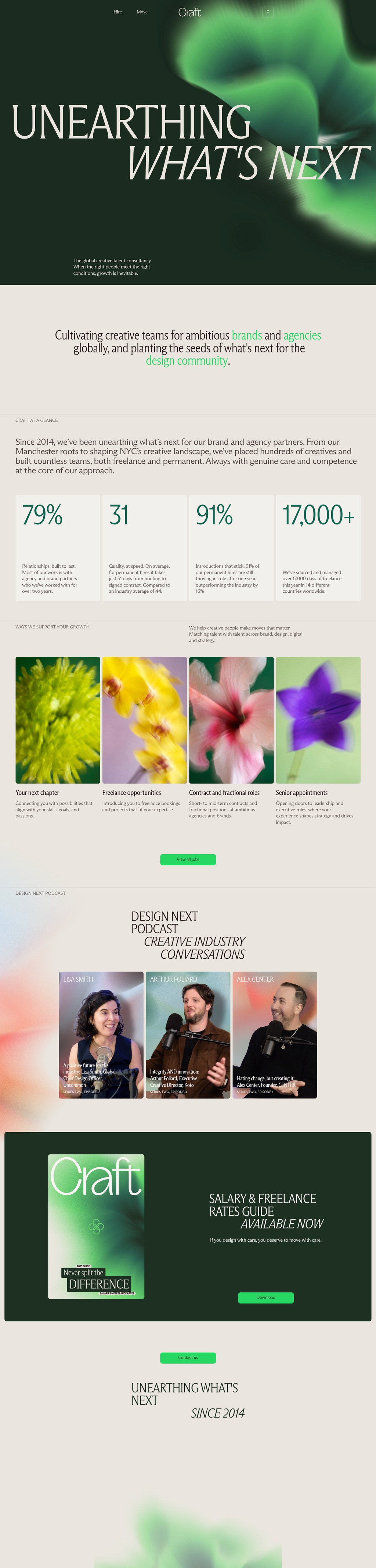 Craft desktop landing page
