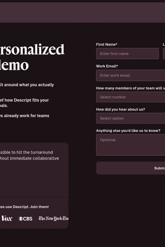 Descript – AI Video & Podcast Editor | Free, Online landing page