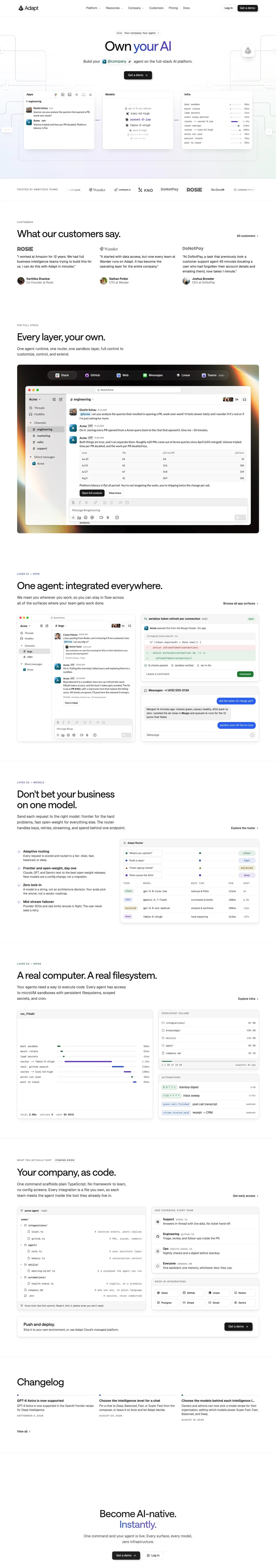 Own Your AI: Apps, Models, and Infrastructure | Adapt desktop landing page