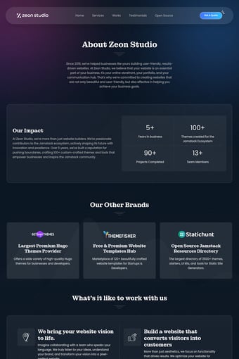 Zeon Studio landing page