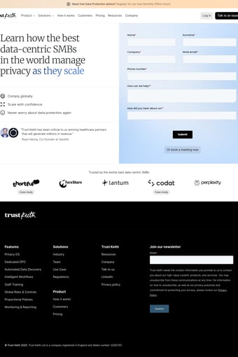 Trust Keith landing page