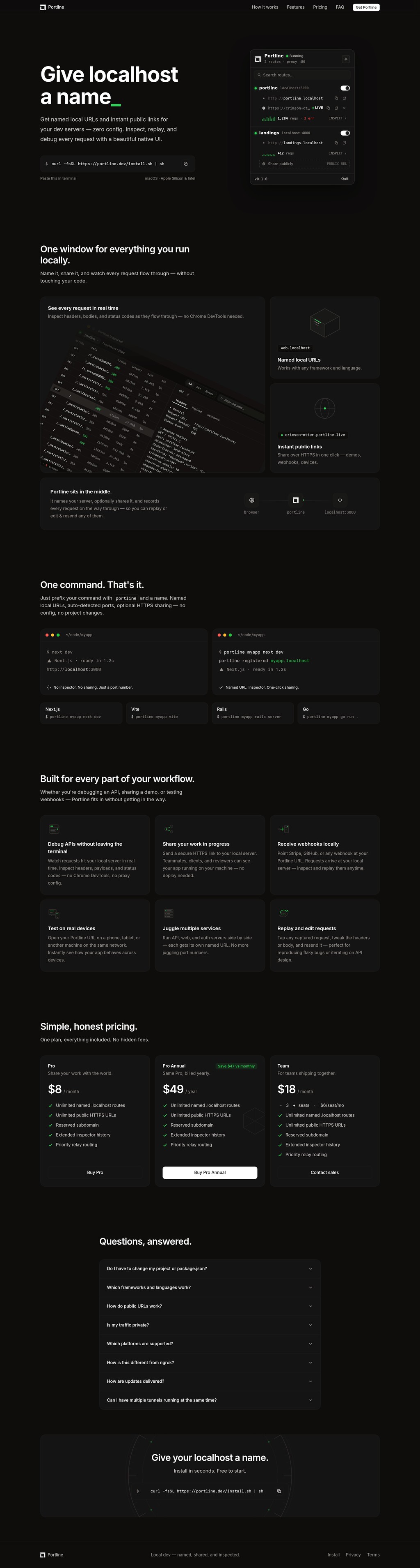Portline desktop landing page