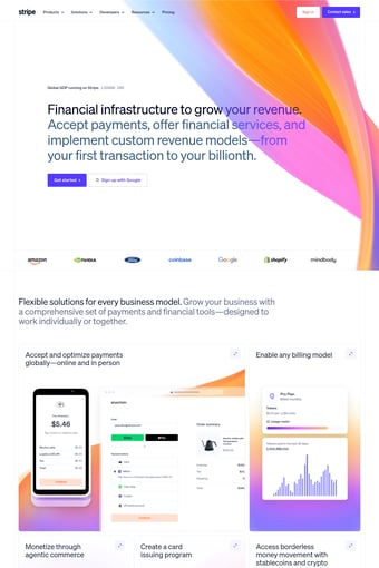 Stripe landing page