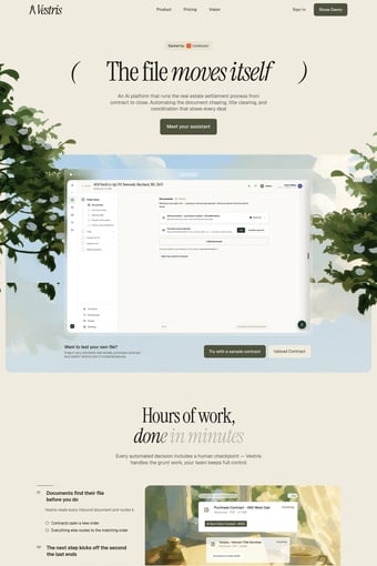 Vestris — Agents that automate real estate pre-closing landing page