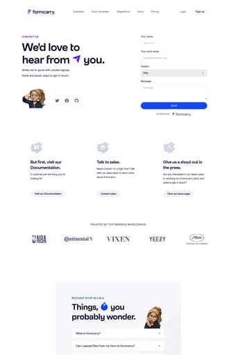 Form API | Formcarry. - Best Form Backend landing page