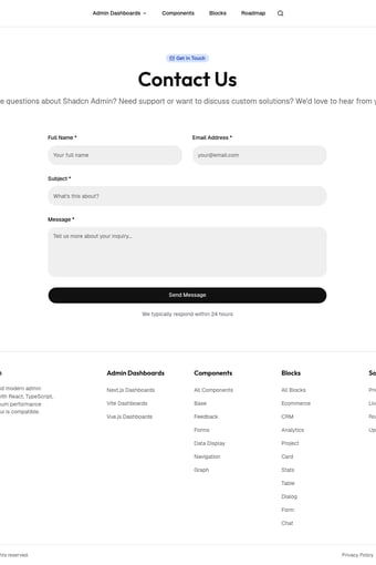 The Ultimate Shadcn UI Admin Dashboard Template landing page