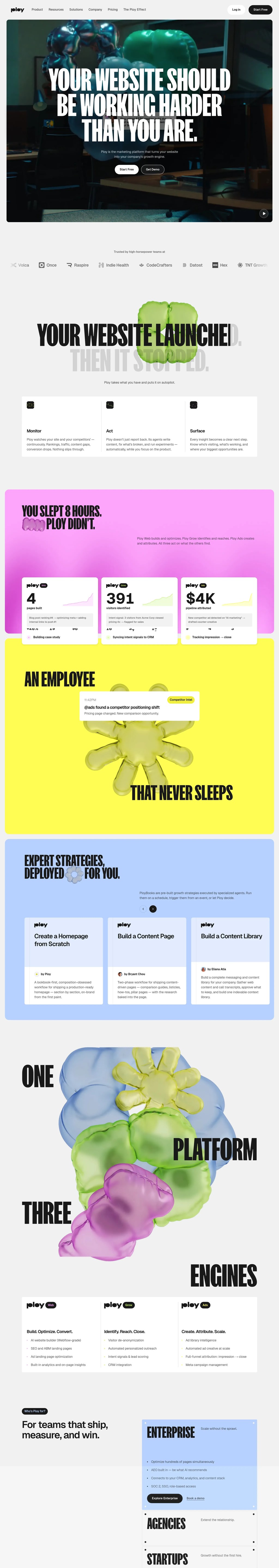 AI Marketing Platform for Website Growth | Ploy desktop landing page