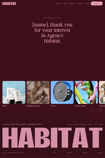 Agency Habitat | We Build Brands for Culture & Commerce landing page