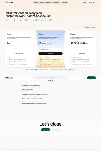 Clarify - The Autonomous CRM landing page