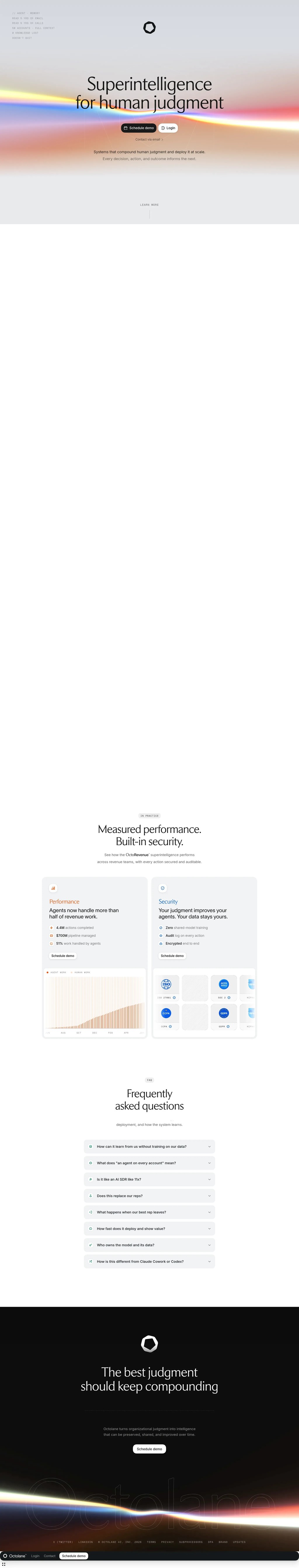 Octolane · Revenue Superintelligence desktop landing page