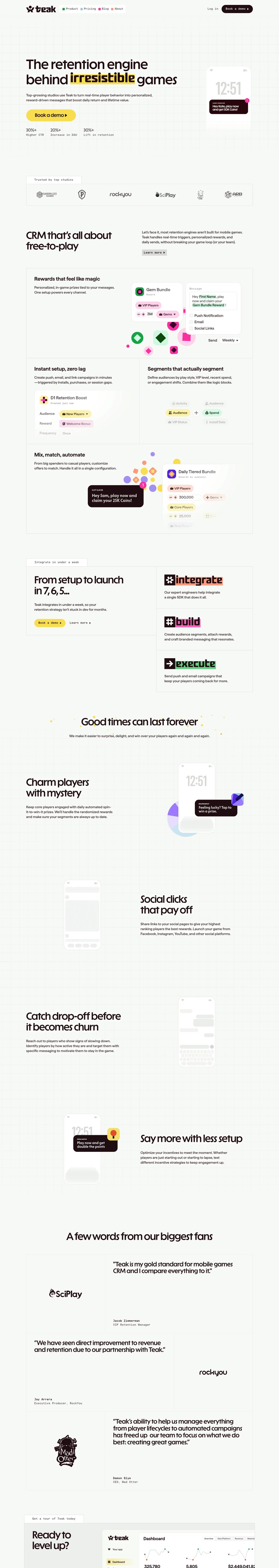 Teak desktop landing page