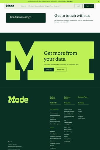 Modern Business Intelligence | Better data, better decisions landing page
