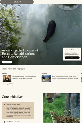 Global Wildlife Rescue and Conservation Centre in Jamnagar | Vantara landing page