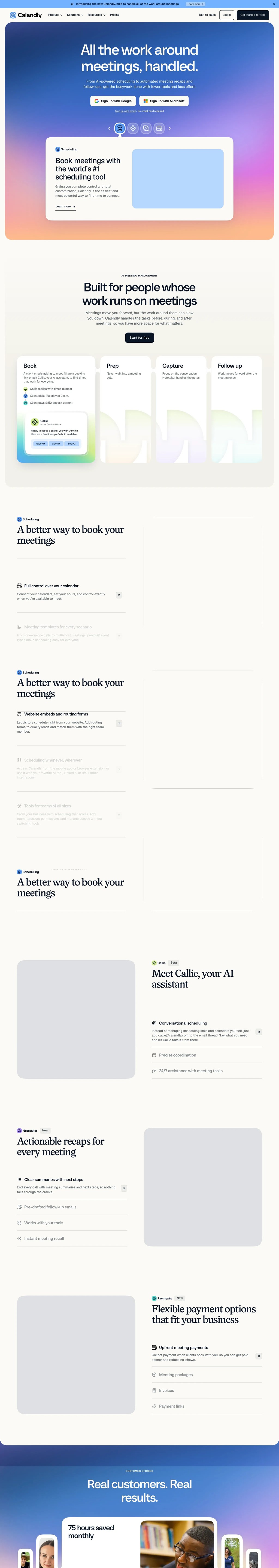 Meeting Scheduling Software and AI Meeting Tools | Calendly desktop landing page