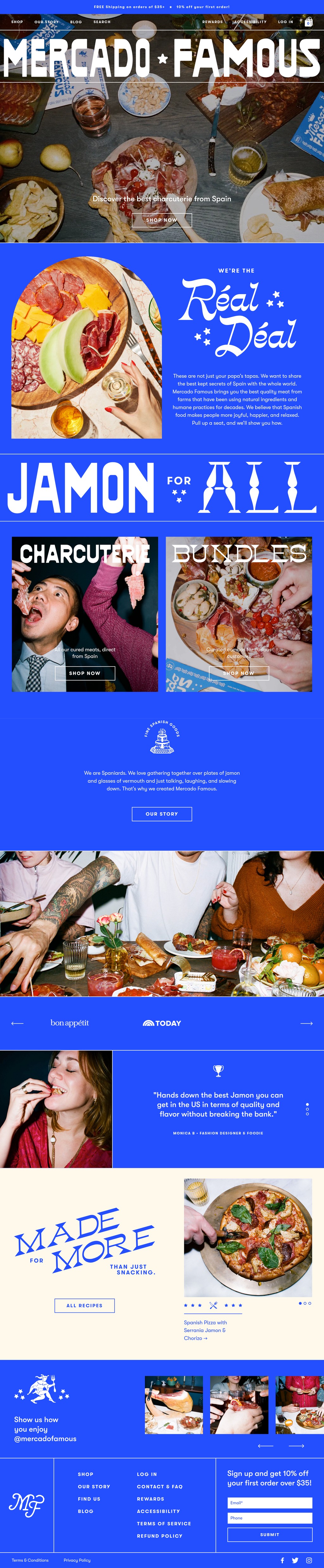 Mercado Famous desktop landing page