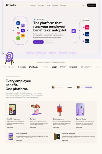 Employee Benefits Platform for Modern Teams | Kota landing page
