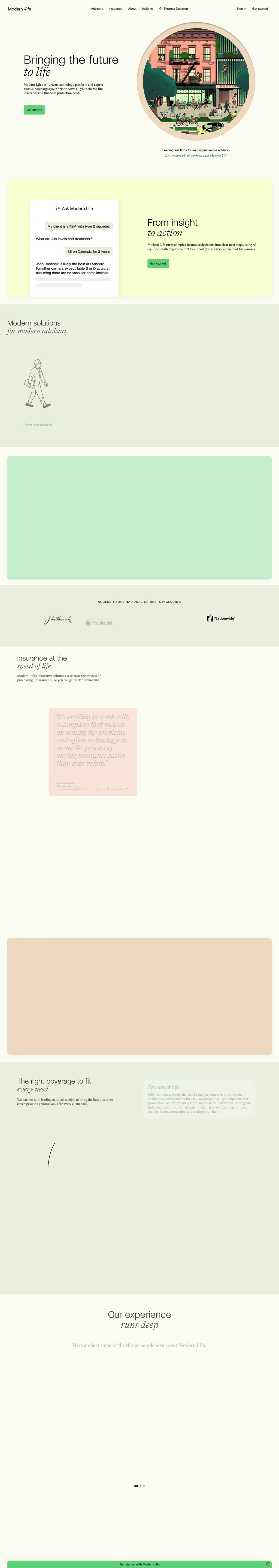 Modern Life – Bringing the future to life. desktop landing page