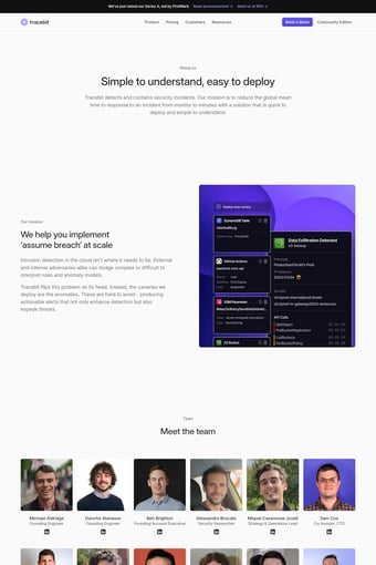 Tracebit landing page