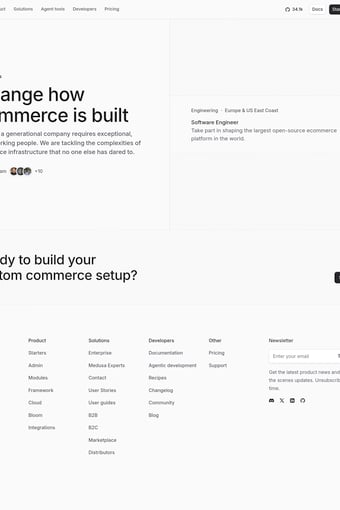 Medusa landing page