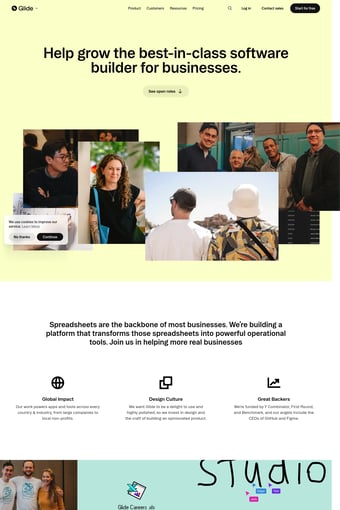 AI App Builder: Turn Spreadsheets into Business Apps | Glide landing page