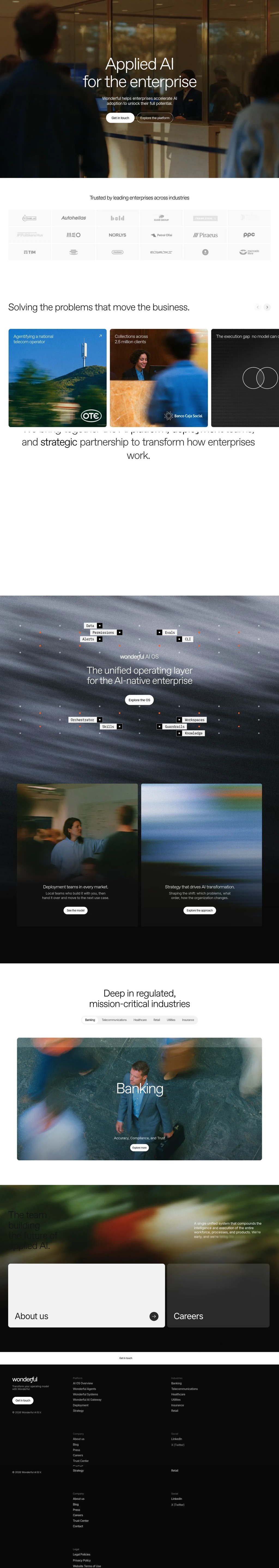 Wonderful | The Enterprise AI OS desktop landing page