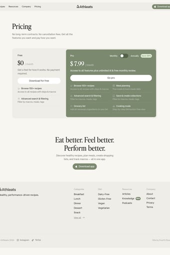Athleats landing page