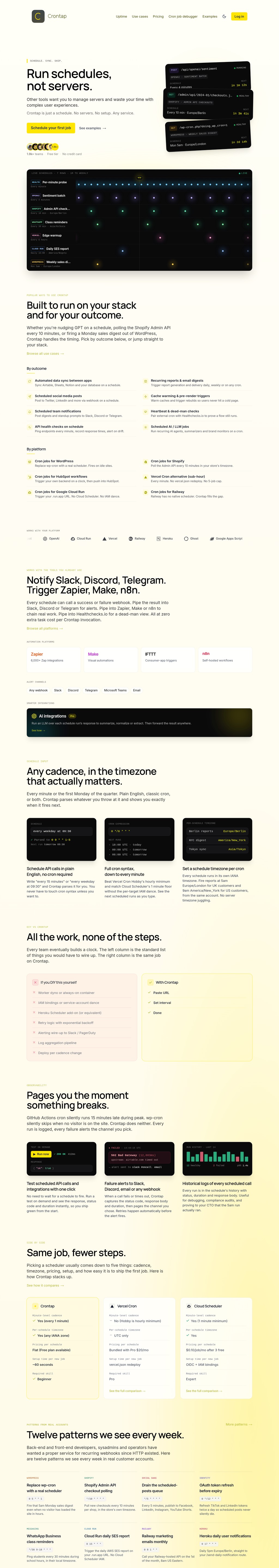 Crontap desktop landing page