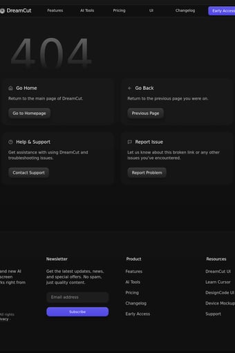 DreamCut landing page