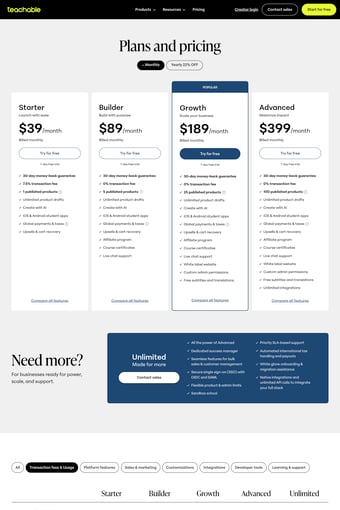 Teachable landing page