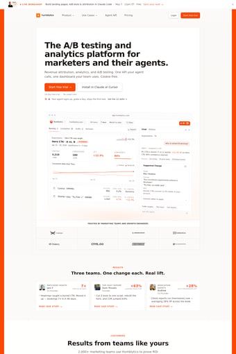 Humblytics landing page