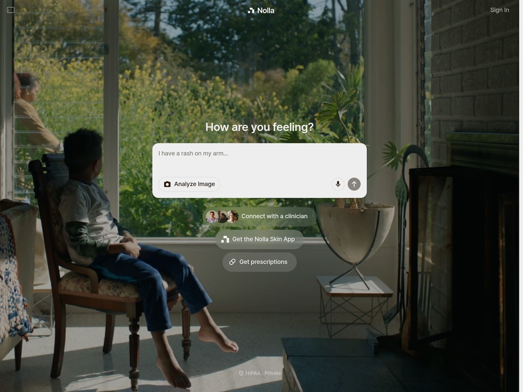 Nolla desktop landing page