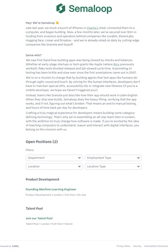 Semaloop landing page