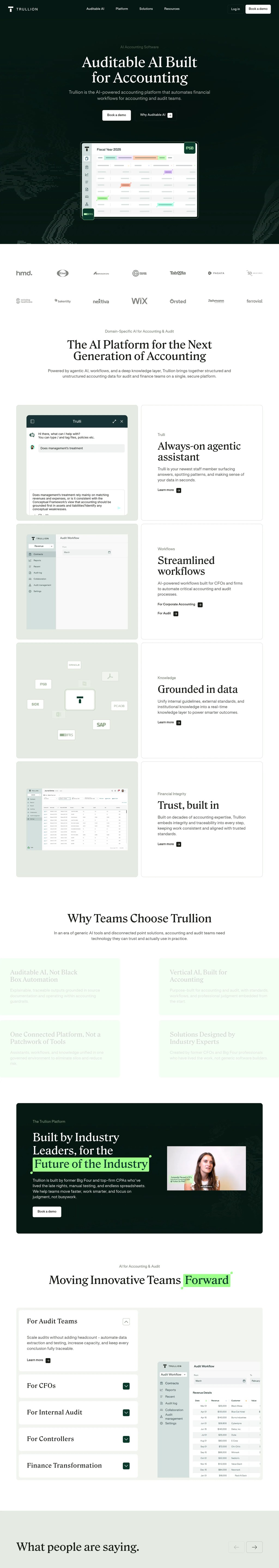 Accounting AI Software Solutions | Trullion desktop landing page