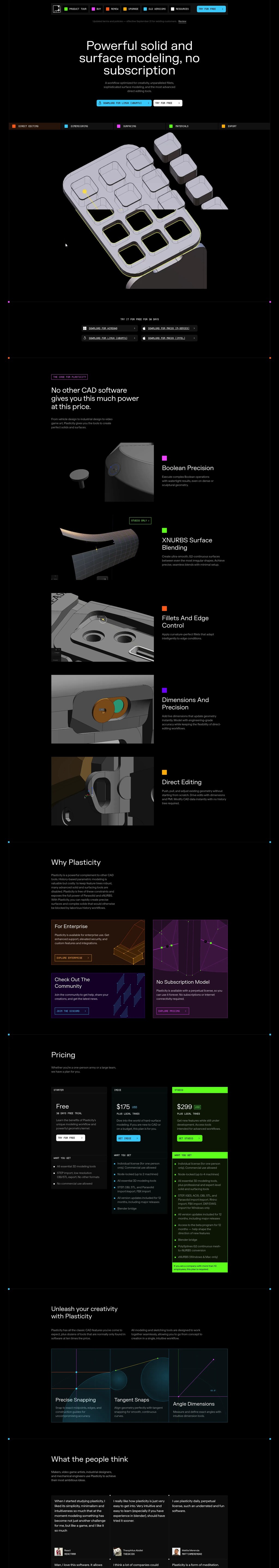 Plasticity desktop landing page