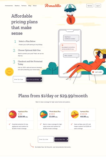Armadillo landing page