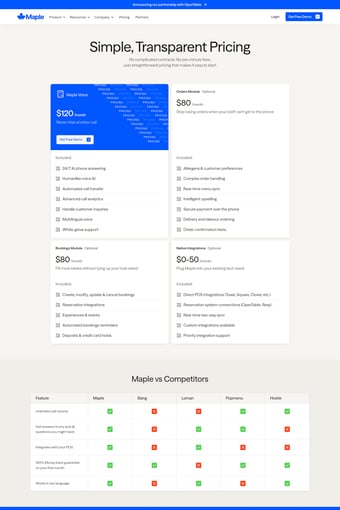 Maple AI landing page