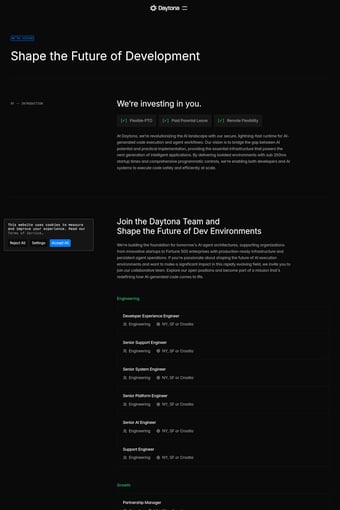 Daytona landing page