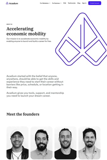 Acadium – Start Your Digital Marketing Career landing page