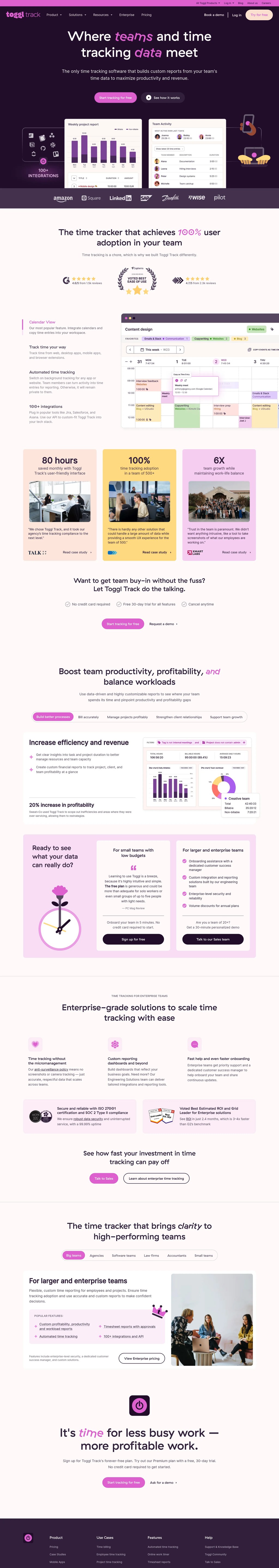 Toggl Track: Time Tracking Software for Any Workflow desktop landing page